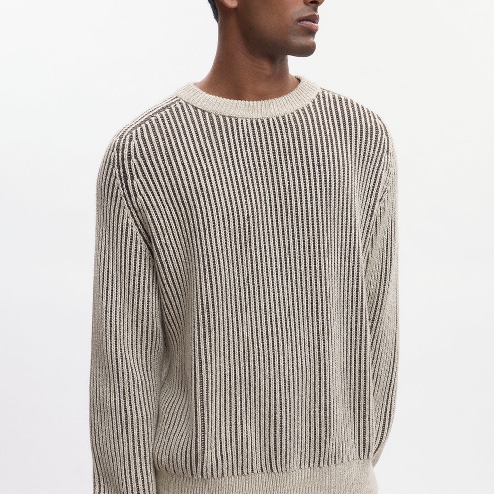 KOTN Men's Crewneck Sweater in Cream and Black